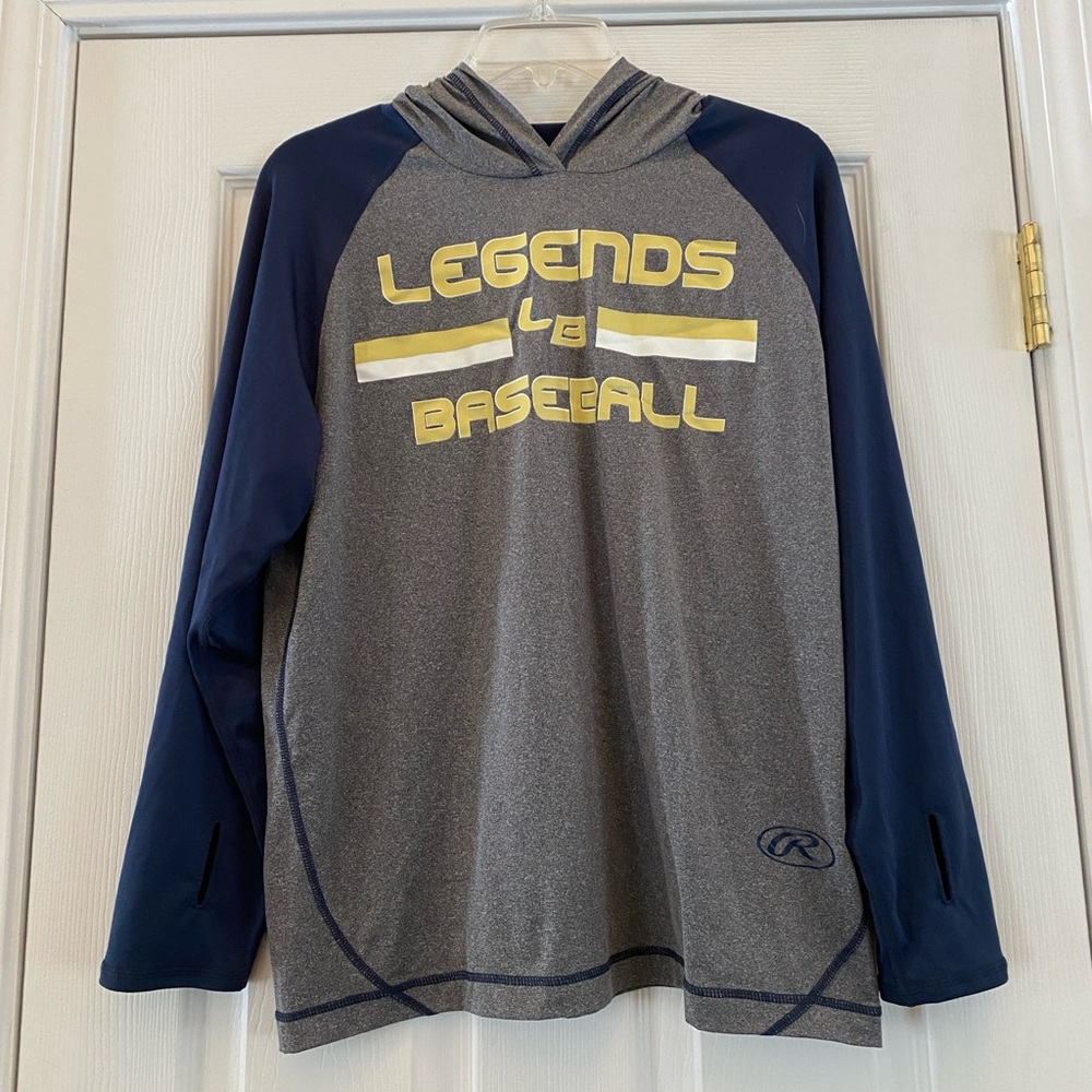 Legends Baseball Gray & Navy Blue Hoodie, Youth XL, Excellent Condition